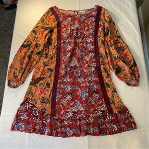 Matilda Jane Lovely Menagerie Floral Boho Prairie Dress Medium 100% Rayon
